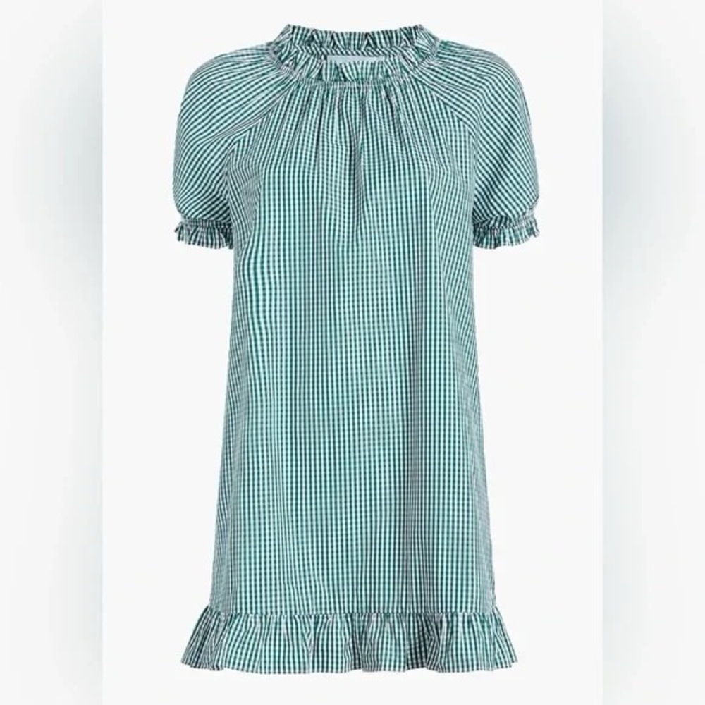 Hill House Home Katherine Nap Dress Emerald Gingham Mini Smocked Size L